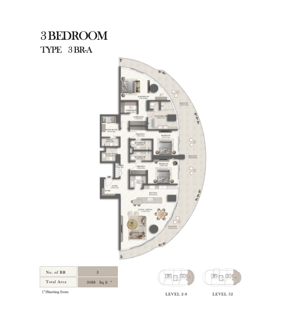 Jumeirah Residences floor plan 3